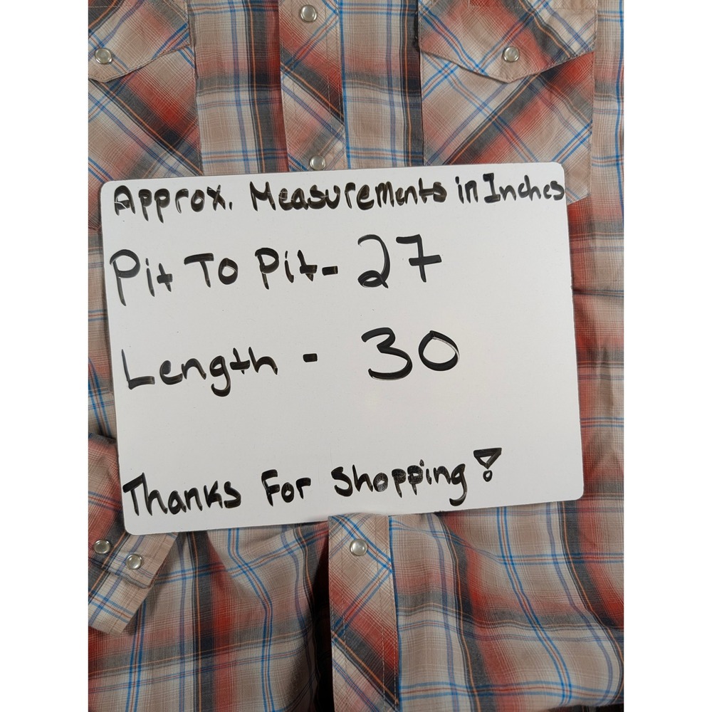 Wrangler Western Fashion Snap Shirt Mens XL Orange Plaid Pearl Snap WM176KH - Picture 5 of 9